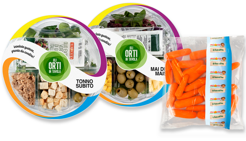 composizione di insalate pronte da condire