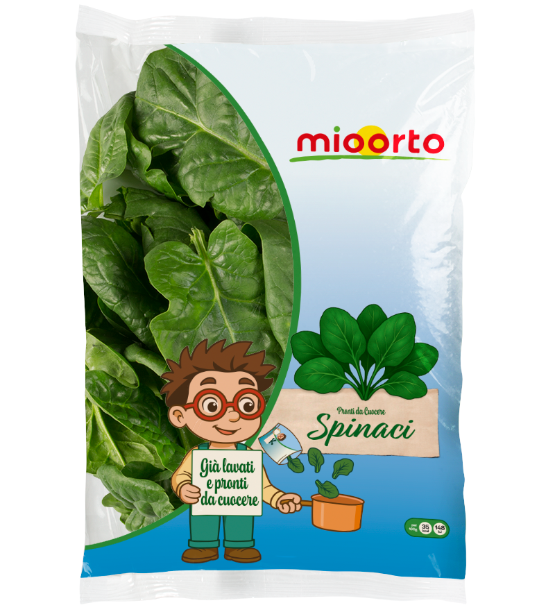 pack di insalata spinaci pronti da cuocere