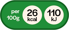 26 kcal per 100 grammi