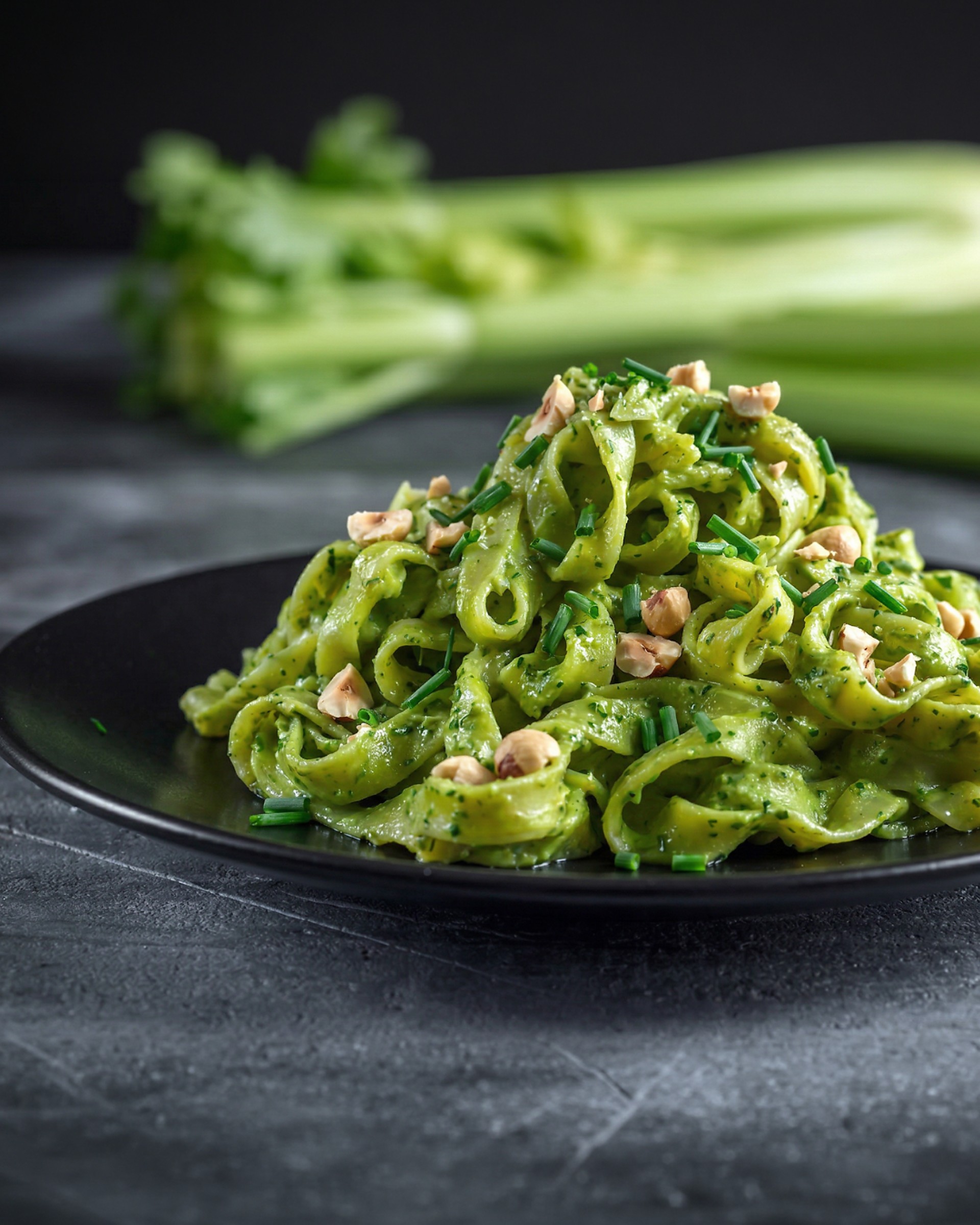 Pasta al pesto di sedano e nocciole